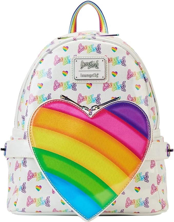 Loungefly Lisa Frank Rainbow Heart Mini Backpack with Waist Bag