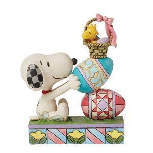 Jim Shore Peanuts Eggcellent Tower (Snoopy & Woodstock Stacked Easter Eggs Fig