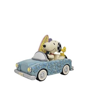 Jim Shore Peanuts Sunny Drives and Surfing Waves (Snoopy Surfboard Car Figurine)