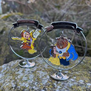 Set of 2 Decorative Disney Ornaments - Lumiere and Cogsworth and Beauty and the Beast