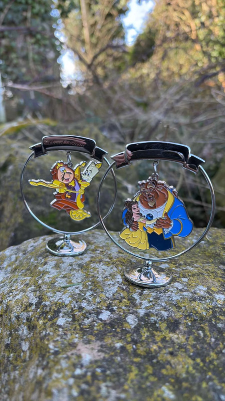 Set of 2 Decorative Disney Ornaments - Lumiere and Cogsworth and Beauty and the Beast