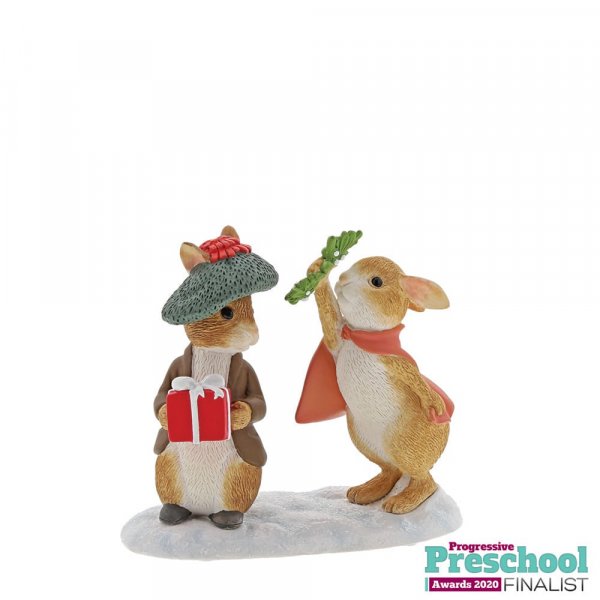 Beatrix Potter Flopsy and Benjamin Bunny Under the Mistletoe Figurine