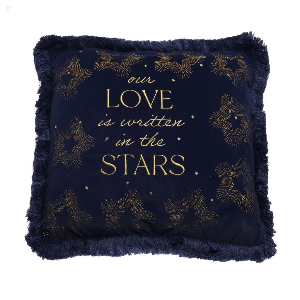 Blue Velvet Square Cushion 'Our Love'