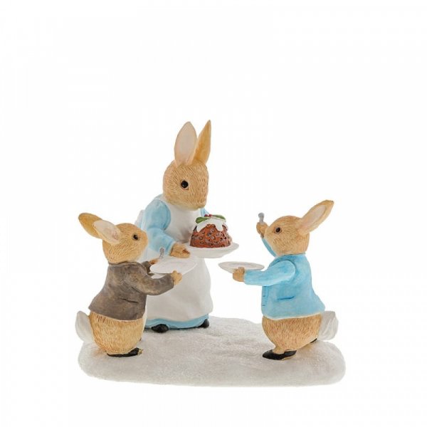 Beatrix Potter Mrs. Rabbit with a Christmas Pudding Figurine