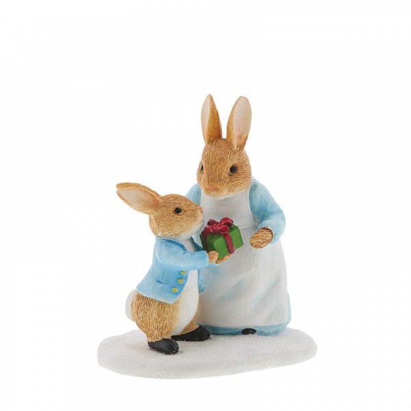 Beatrix Potter Mrs. Rabbit Passing Peter Rabbit a Present Figurine