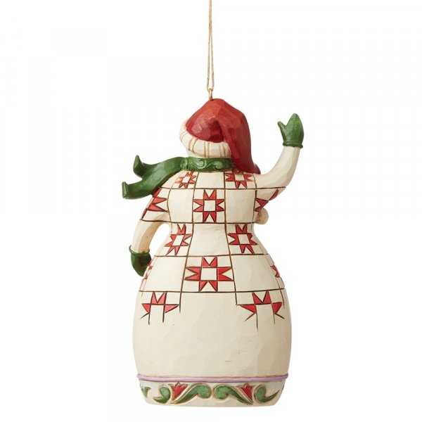 Jim Shore Heartwood Creek Red and Green Snowman Hanging Ornament