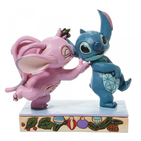 Disney Traditions Angel Kissing Stitch Under Mistletoe - 6008980