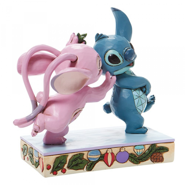 Disney Traditions Angel Kissing Stitch Under Mistletoe - 6008980