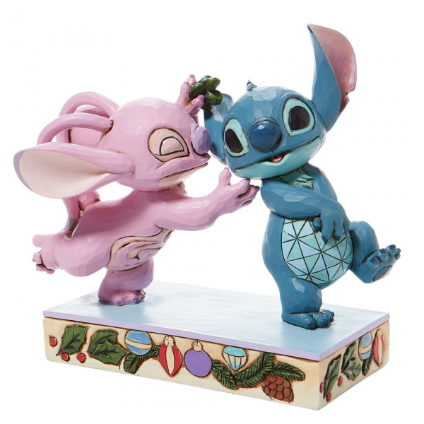 Disney Traditions Angel Kissing Stitch Under Mistletoe - 6008980