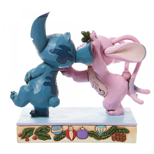 Disney Traditions Angel Kissing Stitch Under Mistletoe - 6008980