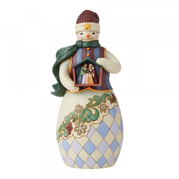 Jim Shore Heartwood Creek Snowman Holding Nativity Creche Figurine