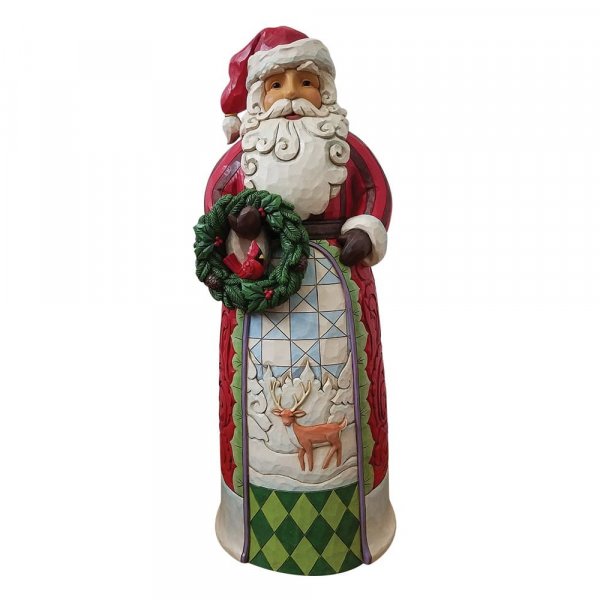 Jim Shore Heartwood Creek Santa Statue Holding Wreath Figurine