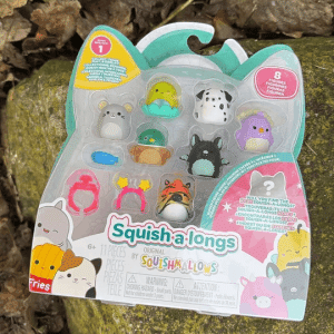 Squish-a-longs 8 Pack - 1” Mini-Squish with 2 Accessories, 1 Ring