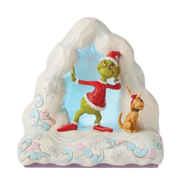 Jim Shore Grinch Standing by Mounds of Snow Illuminated Figurine