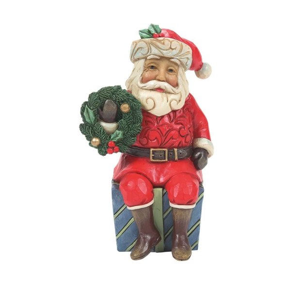 Jim Shore Heartwood Creek Christmas Santa Sitting on Gifts Mini Figurine