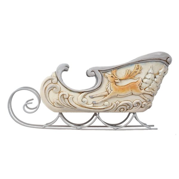 Jim Shore Heartwood Creek White Woodland Sleigh Centerpiece