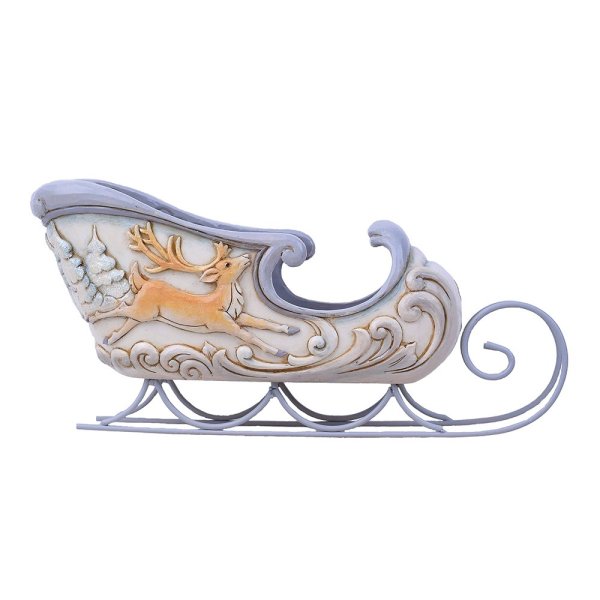 Jim Shore Heartwood Creek White Woodland Sleigh Centerpiece