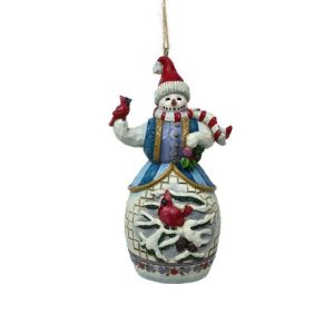 Jim Shore Heartwood Creek Snowman with Bird Hanging Ornament