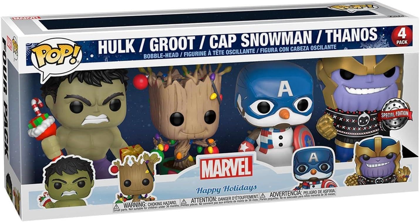 Funko POP! Marvel Holiday - Hulk, Groot, Captain America Snowman and Thanos - 4 pack