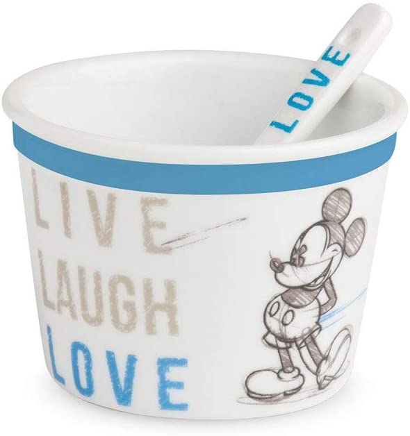 Blue Minnie Live Laugh Love ice cream bowl with spoon