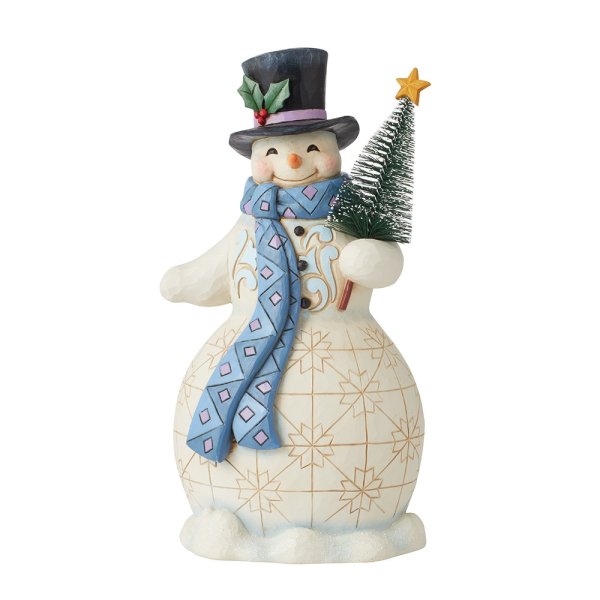 Jim Shore Heartwood Creek Christmas Snowman Holding Tree