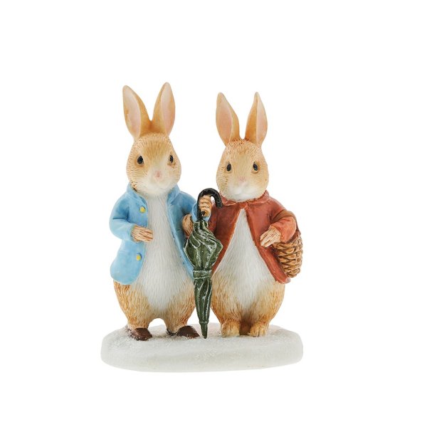 Beatrix Potter Peter Rabbit and Flopsy in Winter Figurine