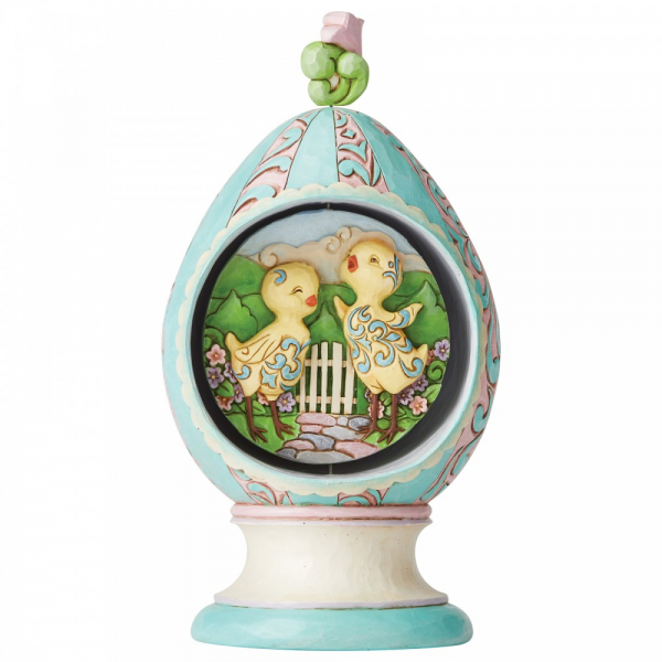 Heartwood Creek Revolving Egg with Bunnies and Chicks Scene Figurine - 6003625