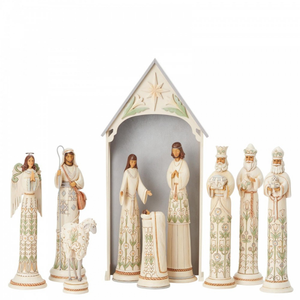 Heartwood Creek White Woodland Nativity Set Limited Edition Masterpiece - 6004200