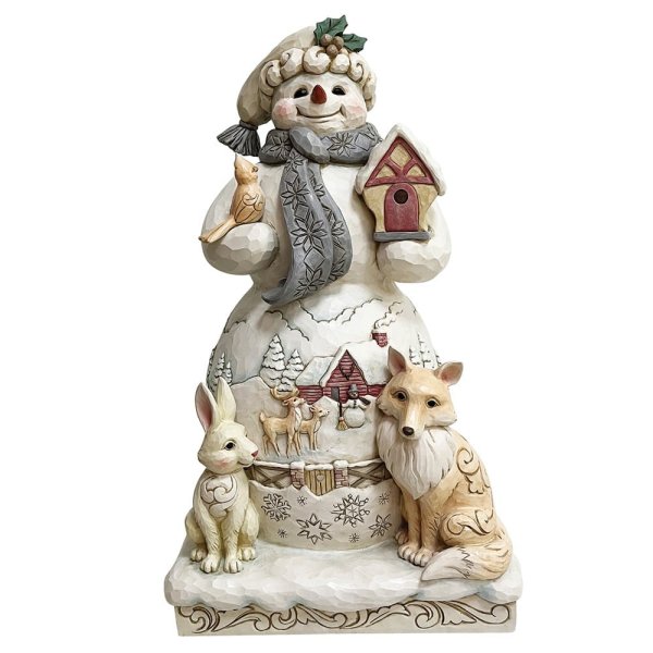 Jim Shore Heartwood Creek White Woodland Snowman Statue