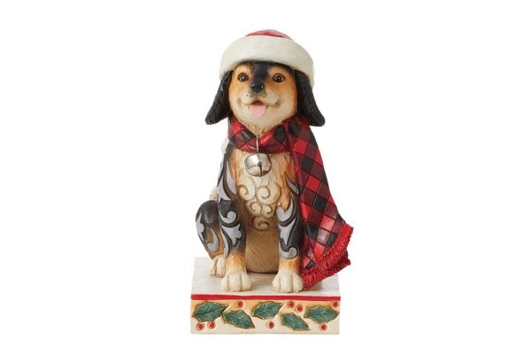 Heartwood Creek Highland Glen Dog in Santa Hat Figurine