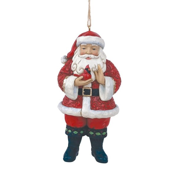 Heartwood Creek Santa Holding Cardinal Hanging Ornament