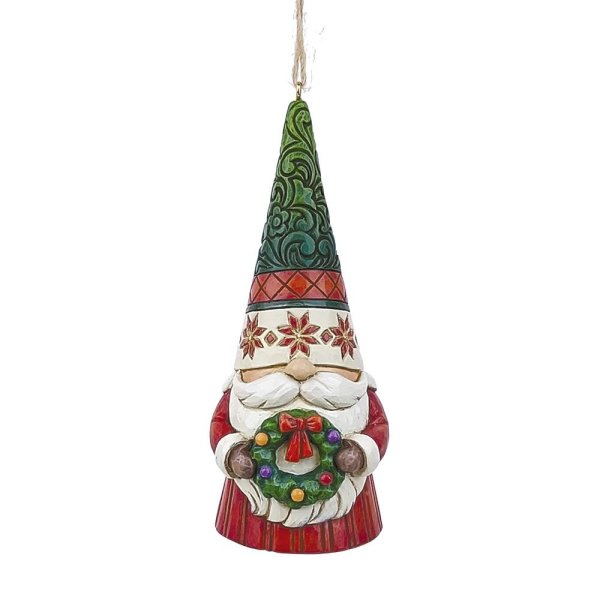 Heartwood Creek Gnome Holding Wreath Hanging Ornament