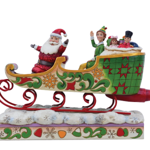 Jim Shore Spreading Christmas Cheer (Buddy and Santa in Sleigh Figurine