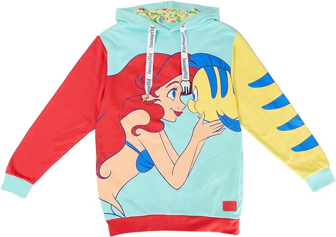 Loungefly Disney The Little Mermaid 35TH Anniversary Ariel and Flounder Unisex Hoodie