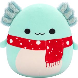 Squishmallows Original 7.5-Inch Richie the Teal Axolotl with Red Spotted Scarf