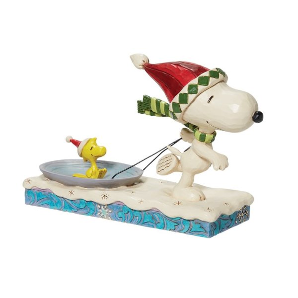 Jim Shore Snoopy and Woodstock Sledding Figurine