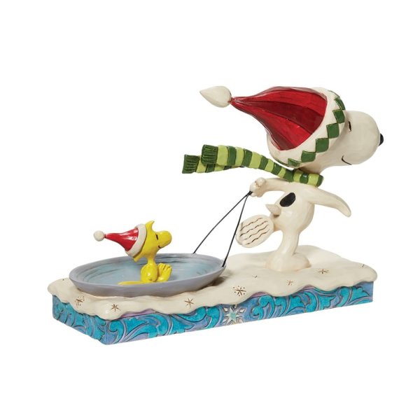 Jim Shore Snoopy and Woodstock Sledding Figurine