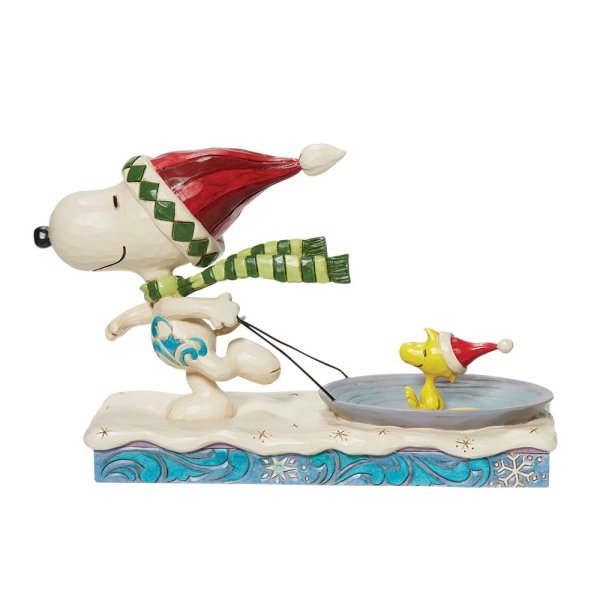 Jim Shore Snoopy and Woodstock Sledding Figurine