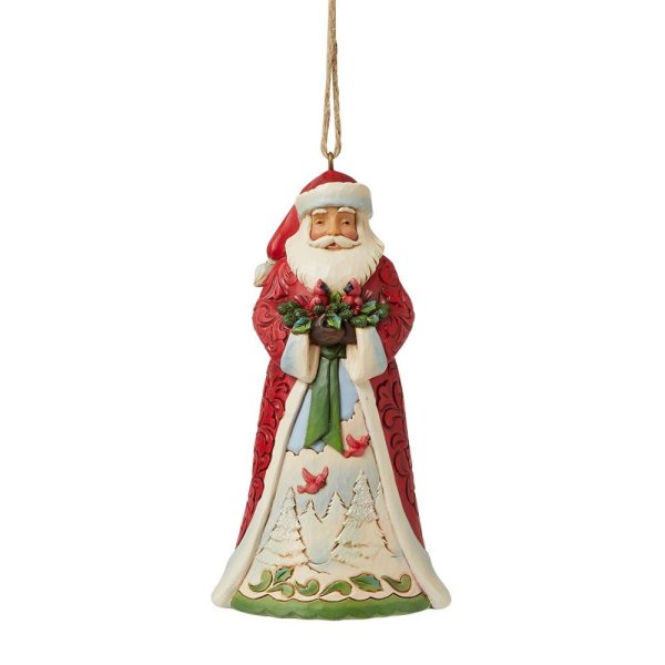 Jim Shore Heartwood Creek Santa With Cardinals Hanging Ornament