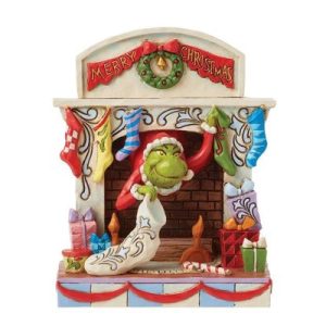 Jim Shore The Grinch Peaking out of a Fireplace Figurine