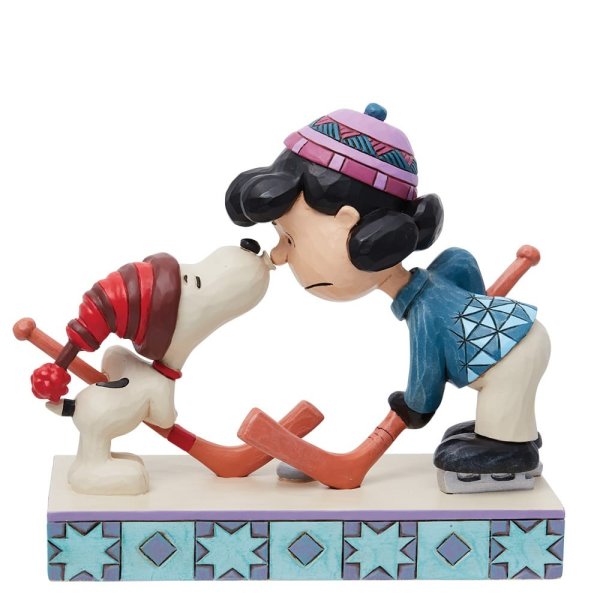 Jim Shore Snoopy and Lucy Playing Hockey Figurine