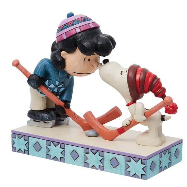 Jim Shore Snoopy and Lucy Playing Hockey Figurine