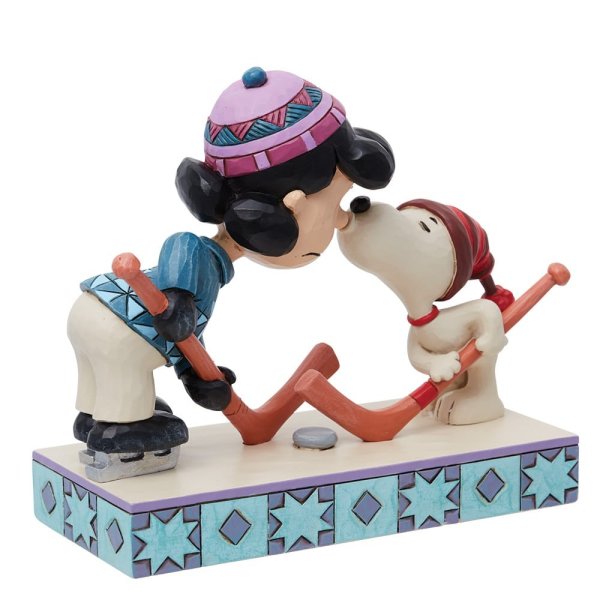 Jim Shore Snoopy and Lucy Playing Hockey Figurine