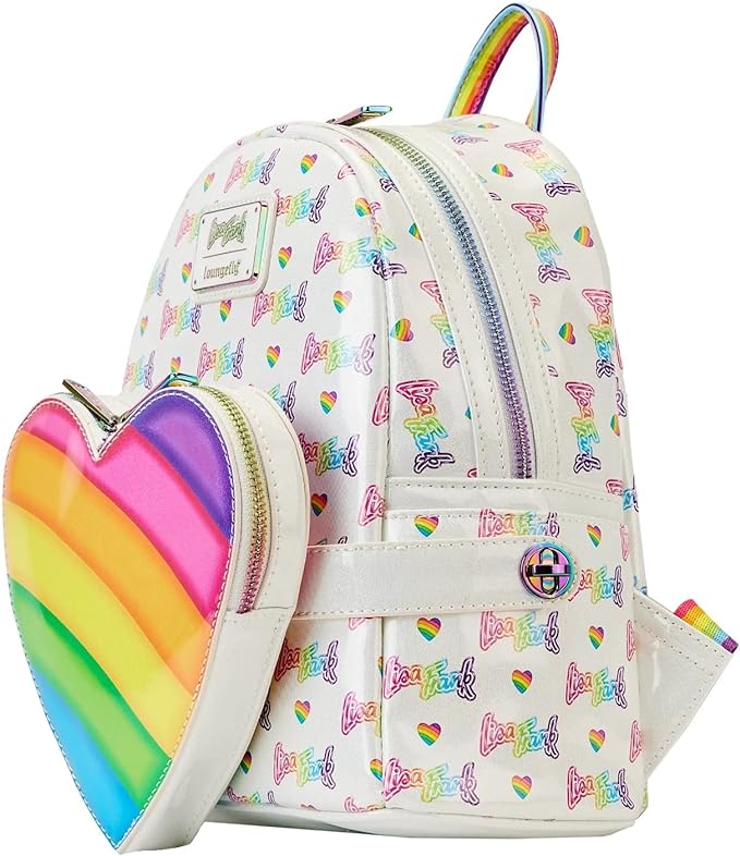 Loungefly Lisa Frank Rainbow Heart Mini Backpack with Waist Bag