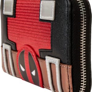 Loungefly Marvel Deadpool Metallic Collection Cosplay Zip Around Wallet Red