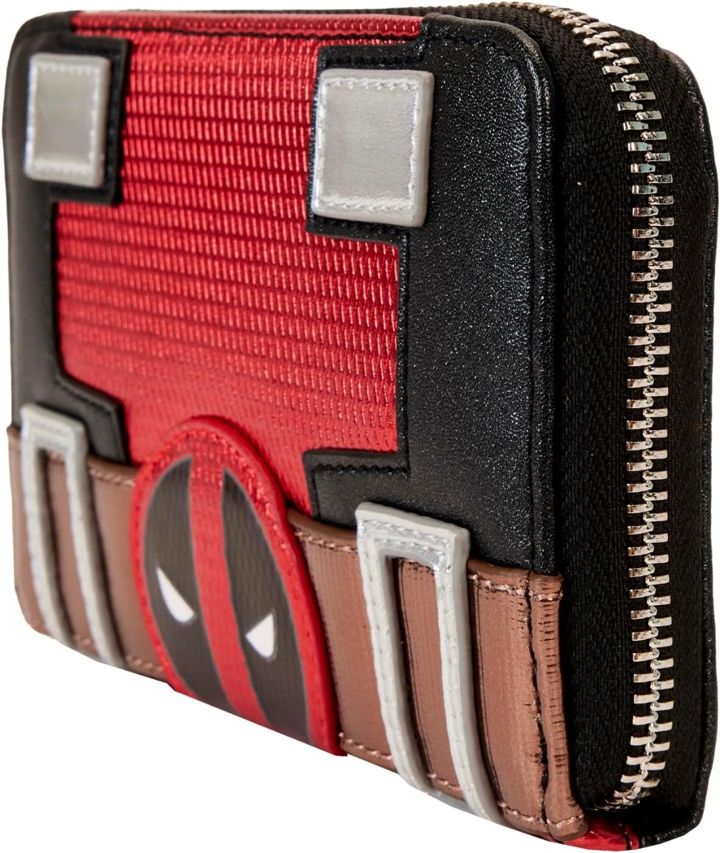 Loungefly Marvel Deadpool Metallic Collection Cosplay Zip Around Wallet Red