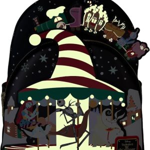 Loungefly The Nightmare Before Christmas Candy Cane Carousel Glow Mini Backpack