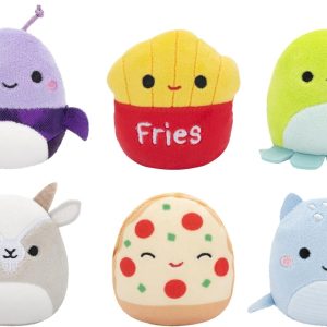 Micromallows Squishmallows 6-Pack – Axel Beetle, Lune Loch Ness Monster, Malcolm Mushroom, Orphie Octopus, Pep Pizza, Walker Goat