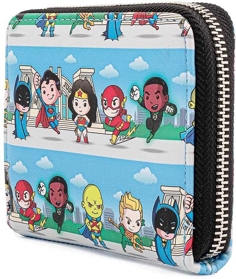 Loungefly DC Superheroes Chibi Lineup Zip Around Wallet