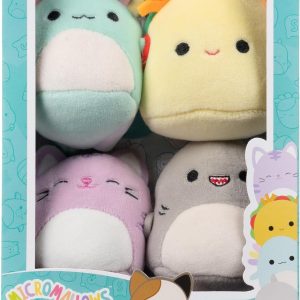 Micromallows Squishmallows Original 4-Pack Irina Axolotl, Tabitha Cat, Tex Taco, Gordon Shark